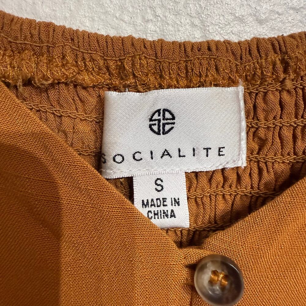Socialite Terracotta Puff Sleeve Crop Blouse Sz S - Picture 5 of 9